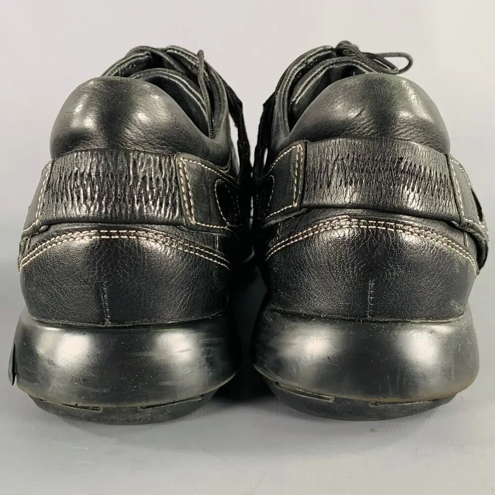 COLE HAAN Size 9.5 Black Contrast Stitch Leather Lace-Up Shoes